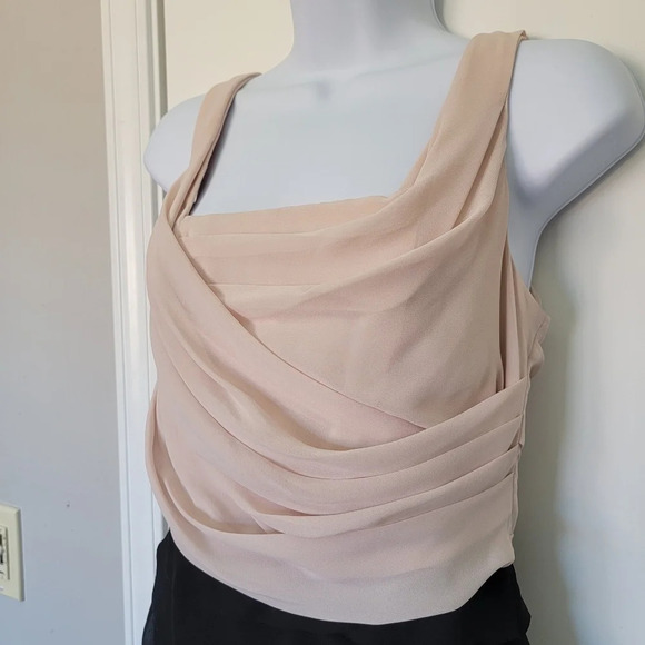 Express Design Studios Draped Sleeveless Pink Black Cocktail Dress Zip Back Sz 6 - Picture 2 of 10